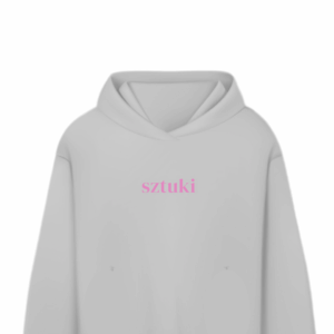 bluza szara z różowym haftem sztuki